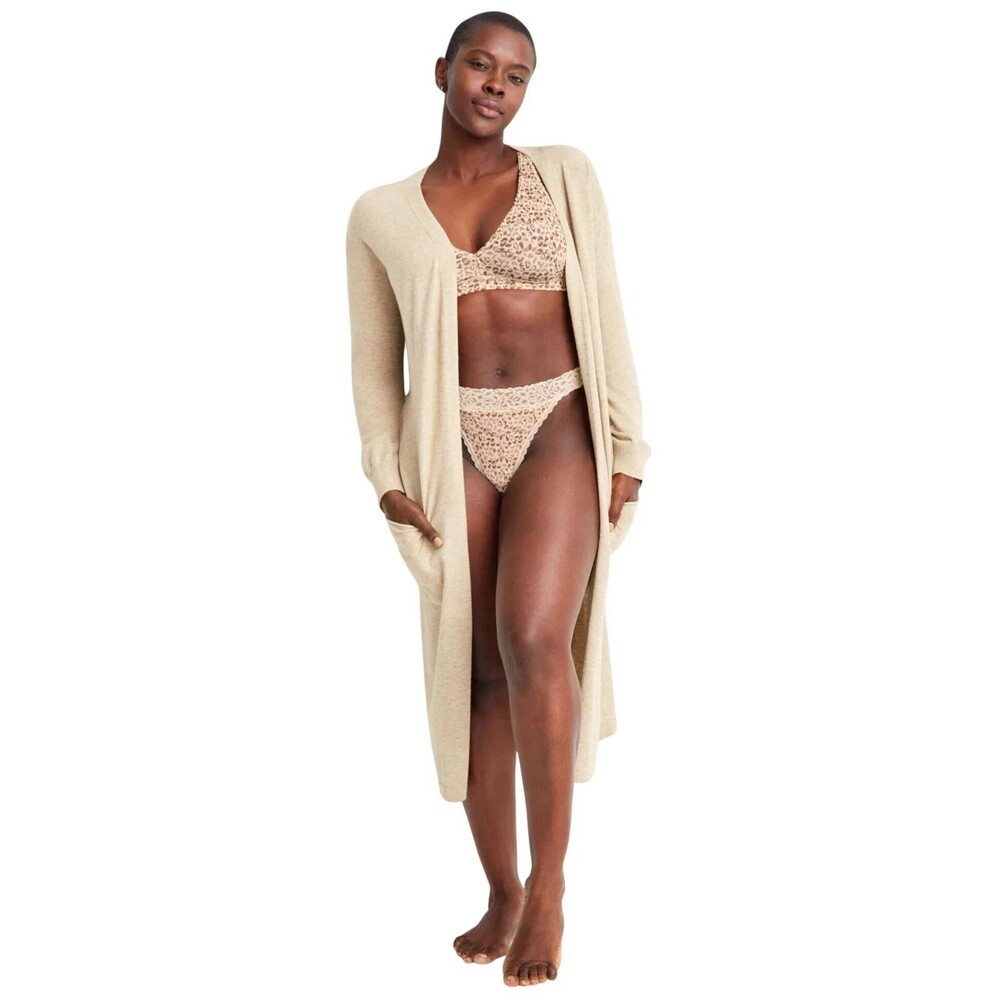 State Of Day Size XXL Womens Robe Housecoat Soft Knit Belted Brown Pockets